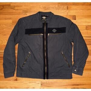 Harley-Davidson Men's Size XL Exposed Zippered Canvas Casual Jacket - Asphalt